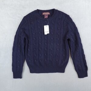 NWT Brooks Brothers Italian Lambswool Cable Knit Sweater Navy Kids Size XS